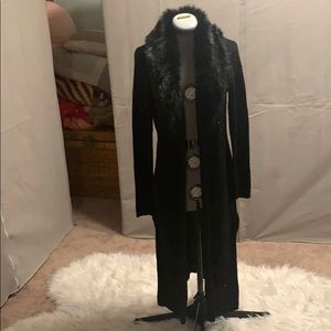 Floor length fur cardigan